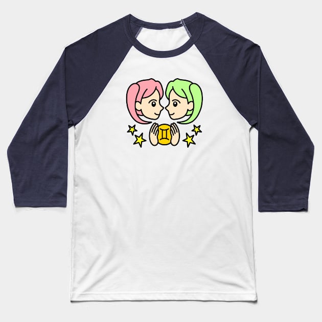 Gemini Zodiac Sign Baseball T-Shirt by Yukarina